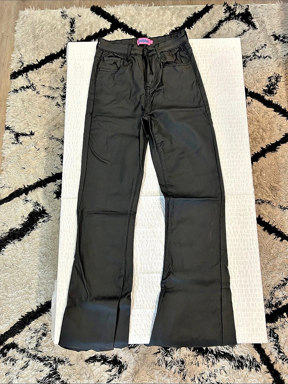 Edikted Women's Black Leather Straight Leg Pants